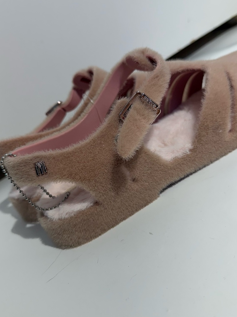 NWOT Melissa Anthropologie Possession Warm Pink Fuzzy Sandals - Picture 14 of 15